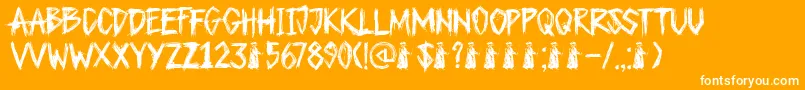 DkPlagueMaster-Schriftart – Weiße Schriften auf orangefarbenem Hintergrund