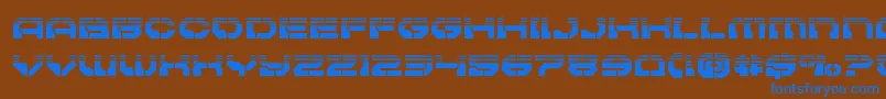 Czcionka Pulsarclasshalf – niebieskie czcionki na brązowym tle