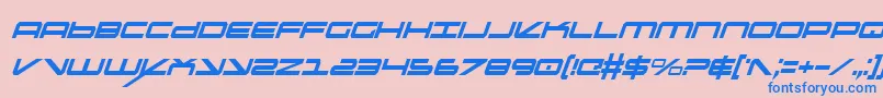 フォントOramacItalicon – ピンクの背景に青い文字