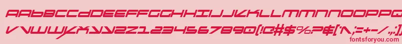 フォントOramacItalicon – ピンクの背景に赤い文字