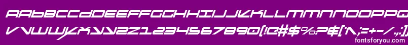 OramacItalicon-fontti – valkoiset fontit violetilla taustalla