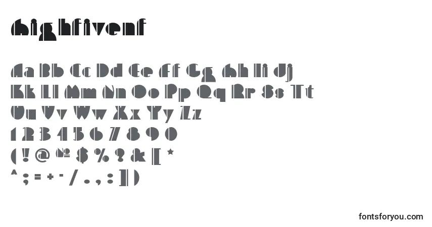 A fonte Highfivenf – alfabeto, números, caracteres especiais