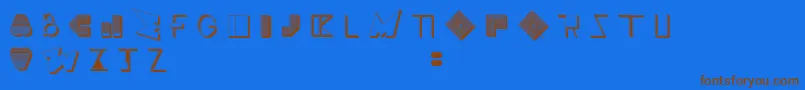 フォントBossMTwo – 茶色の文字が青い背景にあります。