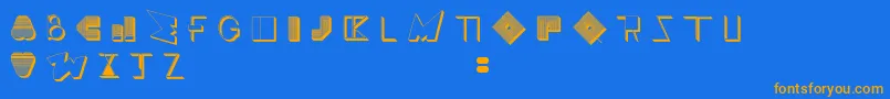 フォントBossMTwo – オレンジ色の文字が青い背景にあります。