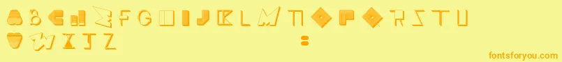BossMTwo-Schriftart – Orangefarbene Schriften auf gelbem Hintergrund