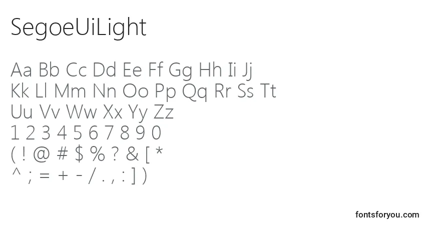 SegoeUiLight-fontti – aakkoset, numerot, erikoismerkit