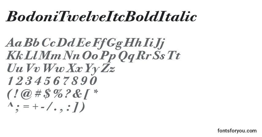 Fuente BodoniTwelveItcBoldItalic - alfabeto, números, caracteres especiales