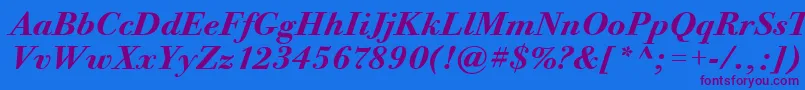 BodoniTwelveItcBoldItalic Font – Purple Fonts on Blue Background