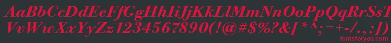 BodoniTwelveItcBoldItalic Font – Red Fonts on Black Background