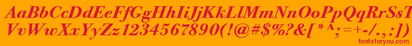 BodoniTwelveItcBoldItalic-Schriftart – Rote Schriften auf orangefarbenem Hintergrund
