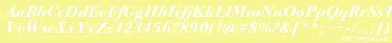 BodoniTwelveItcBoldItalic Font – White Fonts on Yellow Background