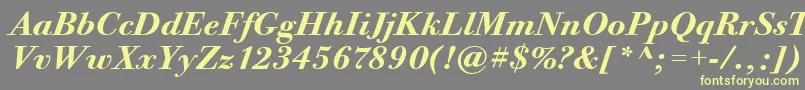 BodoniTwelveItcBoldItalic Font – Yellow Fonts on Gray Background