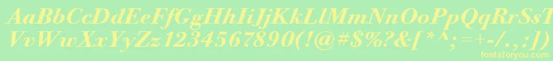 BodoniTwelveItcBoldItalic Font – Yellow Fonts on Green Background