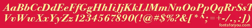 フォントBodoniTwelveItcBoldItalic – 黄色の文字、赤い背景