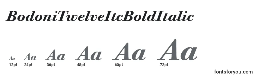 Größen der Schriftart BodoniTwelveItcBoldItalic