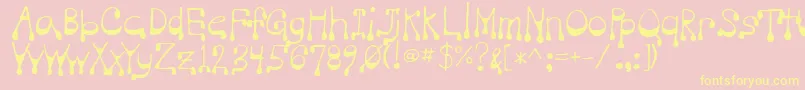 Vampire-fontti – keltaiset fontit vaaleanpunaisella taustalla