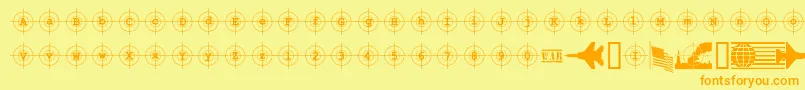 フォントKosovoTargetBc – オレンジの文字が黄色の背景にあります。