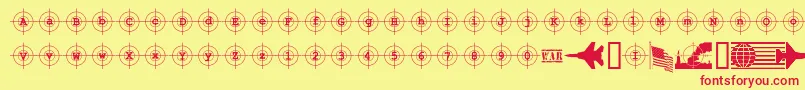 Шрифт KosovoTargetBc – красные шрифты на жёлтом фоне
