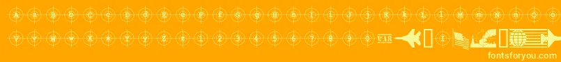 KosovoTargetBc-Schriftart – Gelbe Schriften auf orangefarbenem Hintergrund