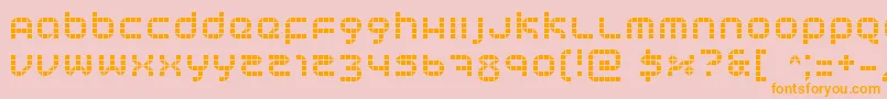 Tranceform-Schriftart – Orangefarbene Schriften auf rosa Hintergrund