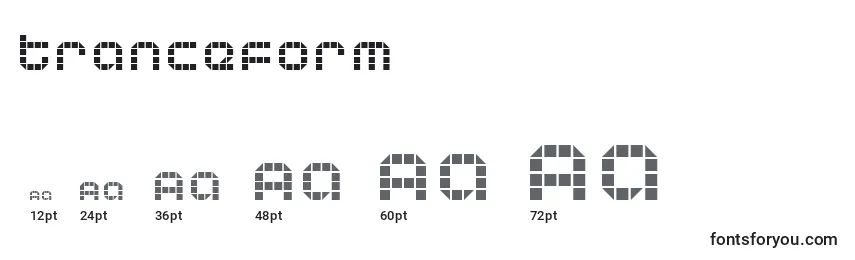 Tranceform Font Sizes