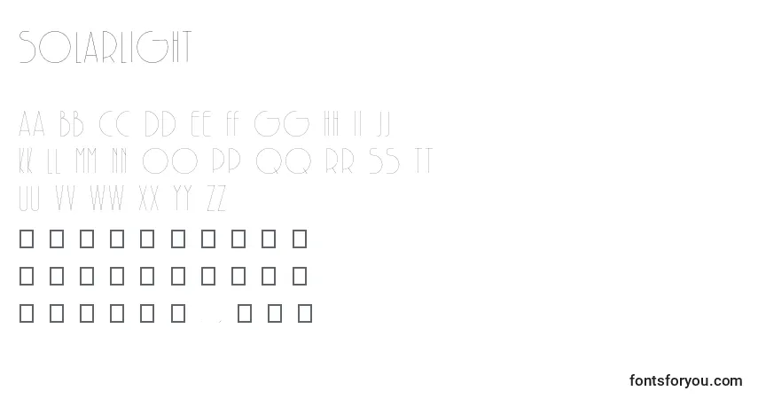 Шрифт SolarLight – алфавит, цифры, специальные символы
