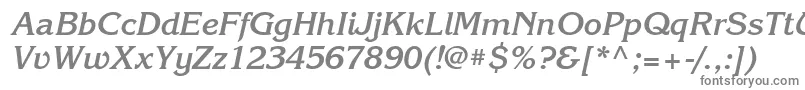 KorinnabttBolditalic-fontti – harmaat kirjasimet valkoisella taustalla