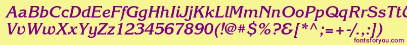 KorinnabttBolditalic Font – Purple Fonts on Yellow Background