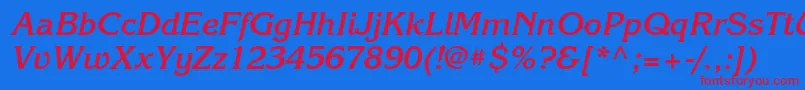 KorinnabttBolditalic Font – Red Fonts on Blue Background