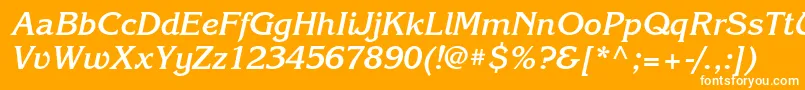 KorinnabttBolditalic-Schriftart – Weiße Schriften auf orangefarbenem Hintergrund