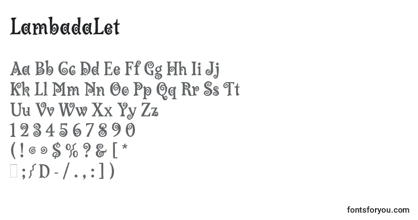 A fonte LambadaLet – alfabeto, números, caracteres especiais