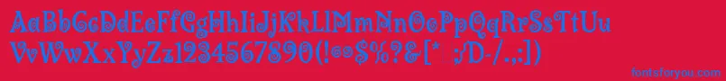 LambadaLet Font – Blue Fonts on Red Background