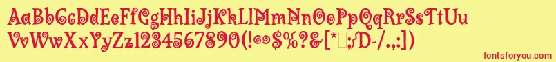 LambadaLet Font – Red Fonts on Yellow Background