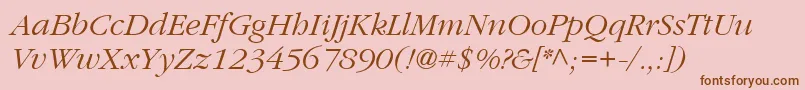 More about ItcGaramondLtLightItalic Font ItcGaramondLtLightItalic Font – Brown Fonts on Pink Background