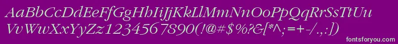 fuente ItcGaramondLtLightItalic – Fuentes Verdes Sobre Fondo Morado
