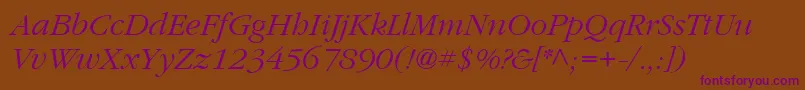 ItcGaramondLtLightItalic Font – Purple Fonts on Brown Background