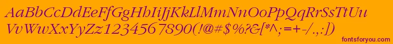 ItcGaramondLtLightItalic Font – Purple Fonts on Orange Background