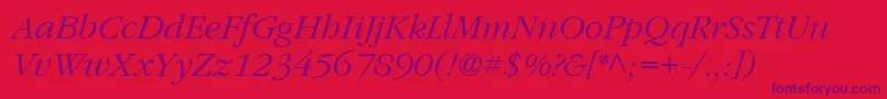 ItcGaramondLtLightItalic-Schriftart – Violette Schriften auf rotem Hintergrund