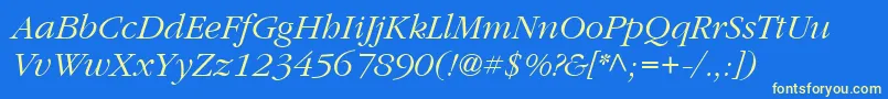 ItcGaramondLtLightItalic Font – Yellow Fonts on Blue Background