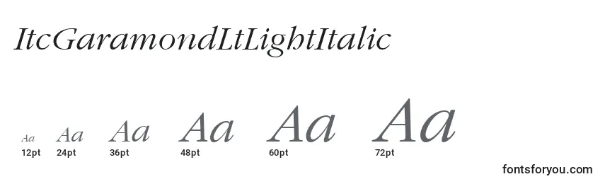 Размеры шрифта ItcGaramondLtLightItalic