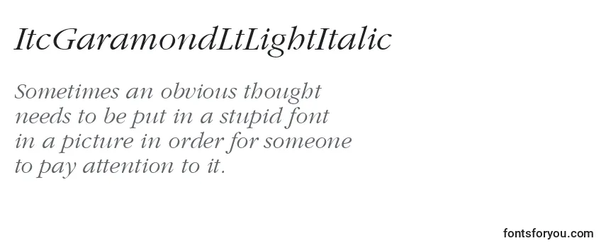 Review of the ItcGaramondLtLightItalic Font