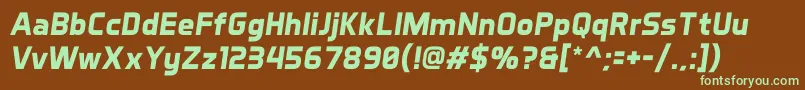AeroMaticsBoldItalic-fontti – vihreät fontit ruskealla taustalla