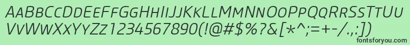 CoreSansMSc35LightItalic Font – Black Fonts on Green Background