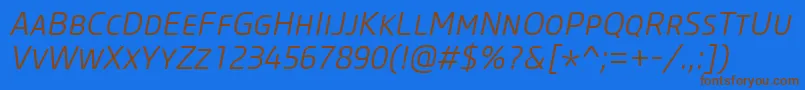 CoreSansMSc35LightItalic Font – Brown Fonts on Blue Background