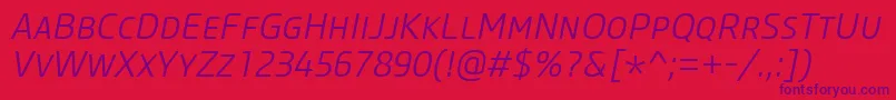 CoreSansMSc35LightItalic Font – Purple Fonts on Red Background