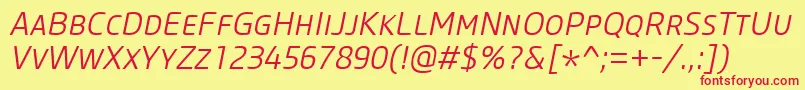 CoreSansMSc35LightItalic Font – Red Fonts on Yellow Background