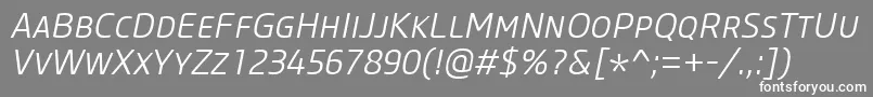 フォントCoreSansMSc35LightItalic – 灰色の背景に白い文字