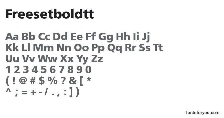 Schriftart Freesetboldtt – Alphabet, Zahlen, spezielle Symbole