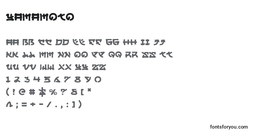 A fonte Yamamoto – alfabeto, números, caracteres especiais