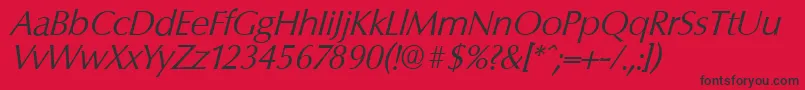 ColumbiaserialLightItalic Font – Black Fonts on Red Background